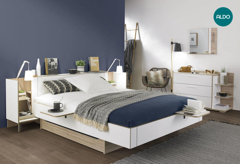 Moderná posteľ s regálmi Arcane