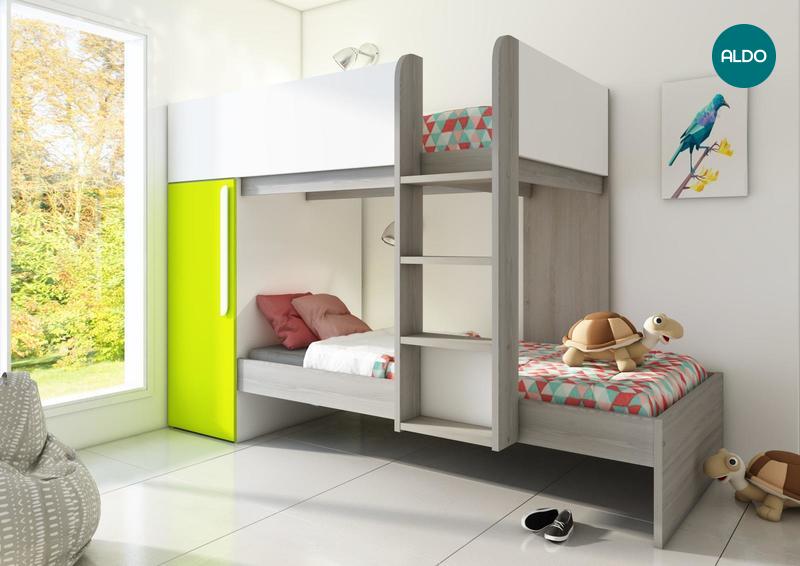 Poschodová posteľ pre dve deti Bo7 - zelená