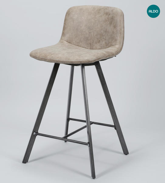 Barová stolička hladká, dvojito prešívaná tmavo hnedá