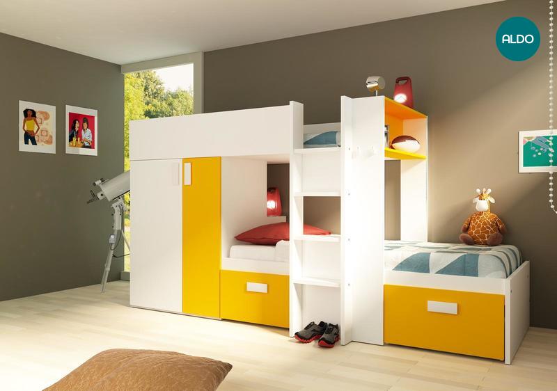 Poschodová posteľ pre dve deti BO3 yellow - limitovaná edícia