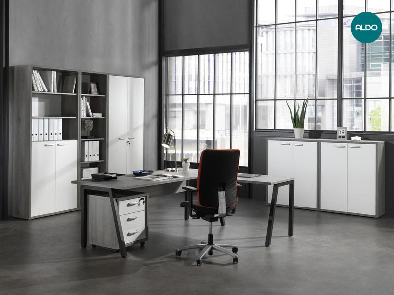 Zostava nábytku pre vybavenie kancelárie Conto - white, grey