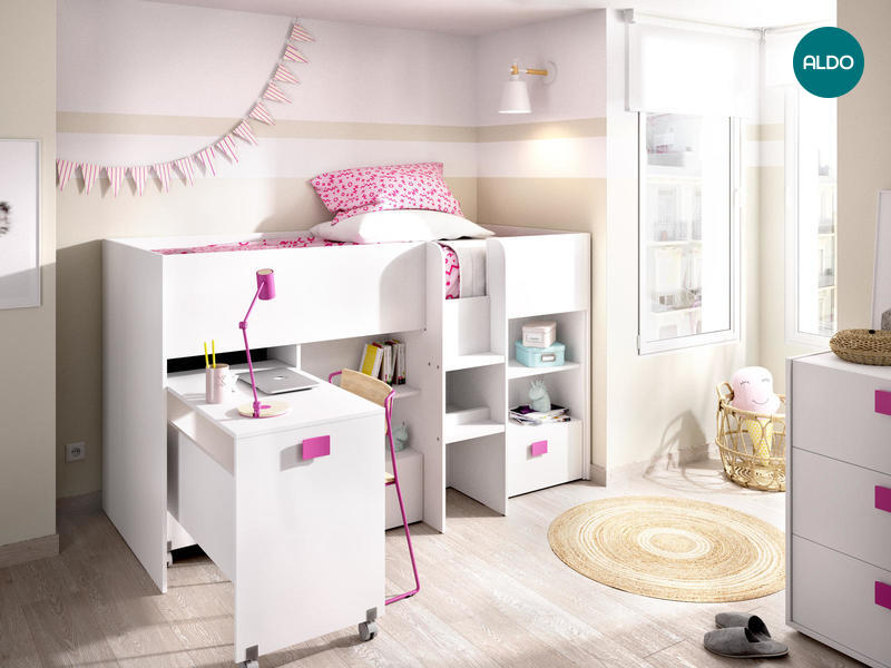 Multifunkčná detská posteľ Chic, white-pink