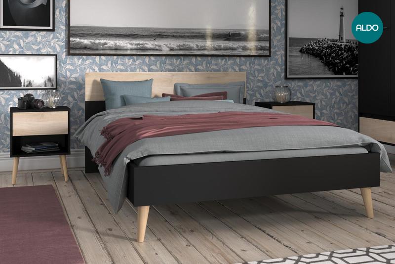 Manželská posteľ v škandinávskom dizajne Aalborg, black