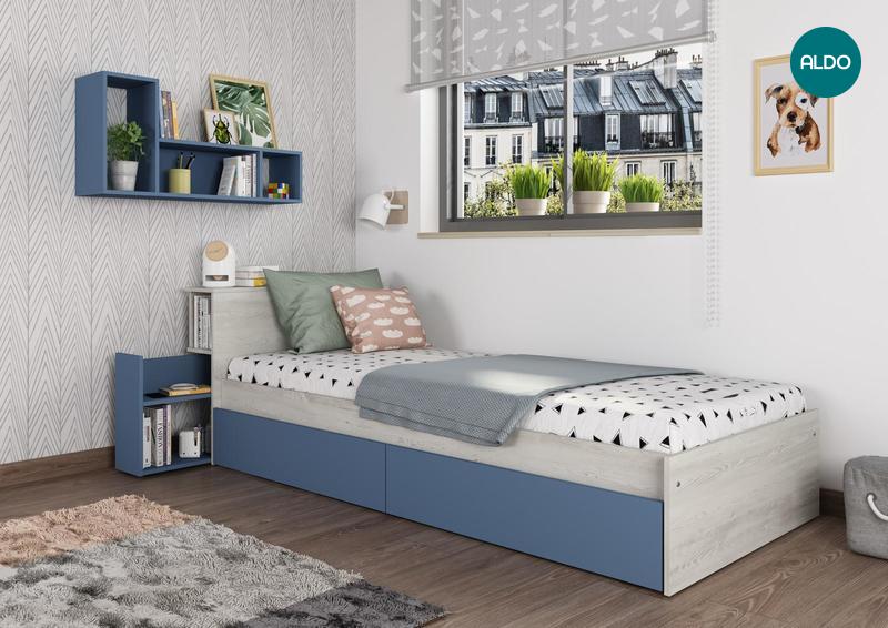Detská posteľ s priestorom Jazz Large - smoky blue