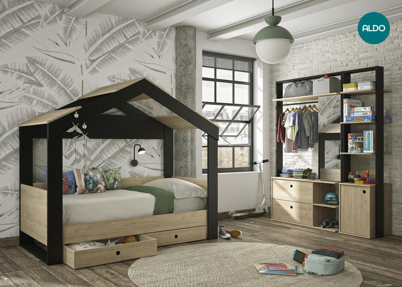 Detská posteľ s priestorom v tvare domčeka Duplex