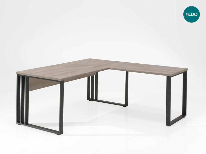 Rohový kancelársky stôl kovová konštrukcia Rio oak medium