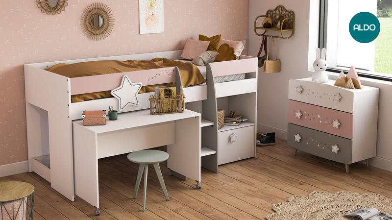 Detská posteľ s priestorom a písacím stolom Star