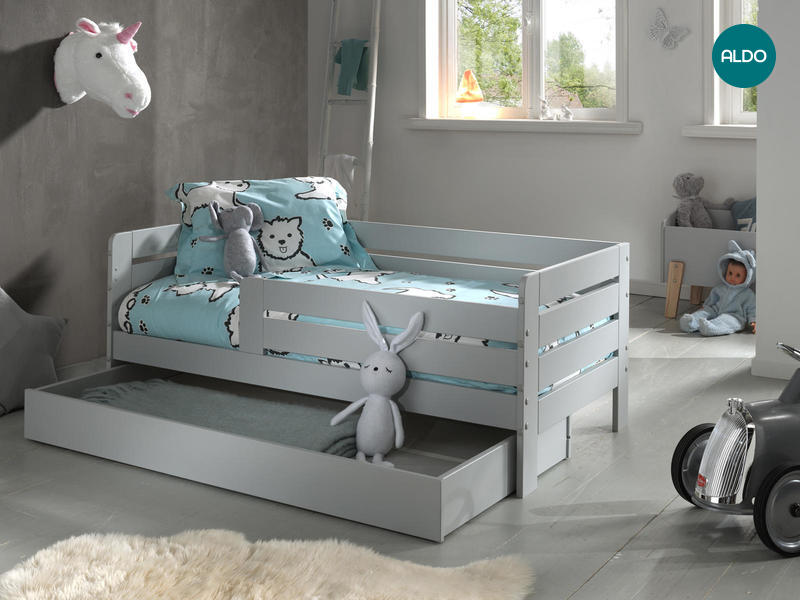 Detská posteľ pre predškolák s zásuvkou Toddi peu grey